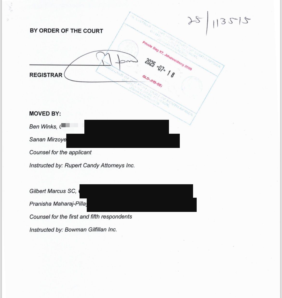 Final page of the Meta Platforms order with Registrar signature and court stamp